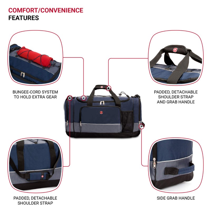 SwissGear Apex Duffle Bag for Travel and Gym with Bungee-Cord System - Image 2